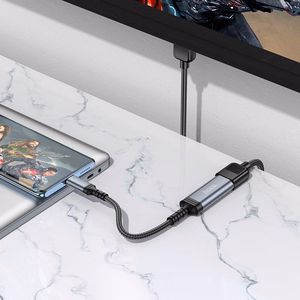 Konversijos laidas iš USB C į HDMI moteriškas Hoco 4K 30Hz 0,2 m UA43A plieninis pilkas