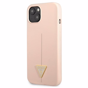 Guess GUHCP13MSLTGP iPhone 13 6.1" rožinis kietas dėklas silikoninis trikampis