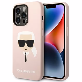 Karl Lagerfeld KLHCP14LSLKHLP iPhone 14 Pro 6.1 "kietas dėklas rožinis/rožinis Silikoninė Karlo Galva