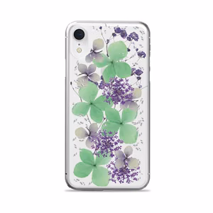 Puro Glam Hippie Chic dėklas, skirtas iPhone XR, su tikrais žaliais gėlių žiedlapiais