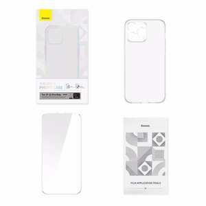 Skaidraus dėklo ir apsauginio stiklo rinkinys Baseus Corning iPhone 12 Pro Max