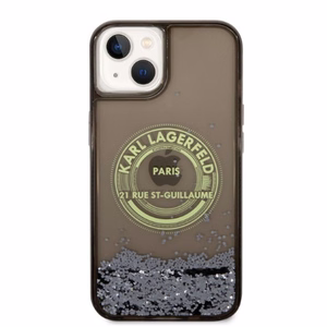 Karl Lagerfeld skystas blizgus RSG dėklas telefonui iPhone 14 - juodas