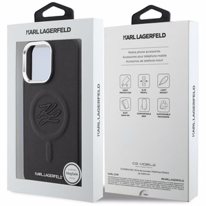 Karl Lagerfeld iškilūs žiedo inicialai MagSafe dėklas Samsung Galaxy S26 - juodas