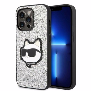 Karl Lagerfeld KLHCP14XG2CPS iPhone 14 Pro Max 6.7" sidabrinis/sidabrinis kietasis dėklas Blizgučiai Choupette Pleistras