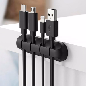 Blue Star PJ-OCZ23 silicone self-adhesive organizer for 4 cables - black (1 pc.)