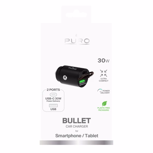 Puro Mini 30W Power Delivery USB-C USB-A automobilinis įkroviklis - juodas