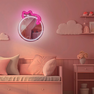 Neon MIRROR LED SLEEPING CAT baltas rožinis FMNE03 Forever Light