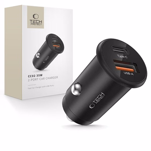 Tech-Protect CC02 35W automobilinis įkroviklis 2 lizdai USB-C / USB-A juodas