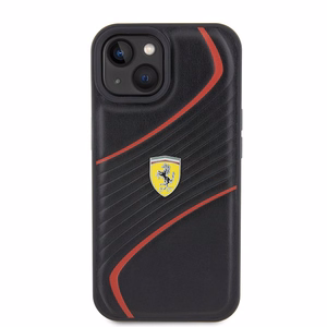 Ferrari FEHCP15SPTWK iPhone 15 6.1" juodas/juodas kietas dėklas Twist Metal Logo