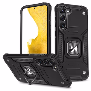 Wozinsky Ring Armor dėklas telefonui Samsung Galaxy S23+ šarvuotas dėklas su magnetiniu laikikliu ir žiedu juodas