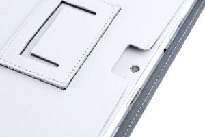 Natūralios odos dėklas Samsung Galaxy Tab P5100, baltas