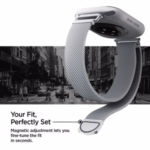 SPIGEN WBM4 dirželis APPLE WATCH 8 / 9 / 10 / 11 / SE (40 / 41 / 42 MM) sidabrinis