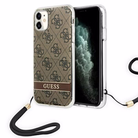 Guess GUOHCN61H4STW iPhone 11 rudas/rudas kietas dėklas 4G Print Dirželis