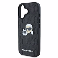 Karl Lagerfeld Monogram Karl & Choupette Head Pin Dėklas telefonui iPhone 16 Plus - juodas