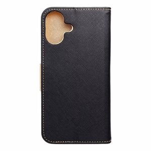 FANCY knygos dėklas IPHONE 16 Plus juodas / auksinis