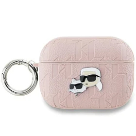 Karl Lagerfeld Monograma Karl & Choupette galvos dėklas AirPods Pro 2 - rožinė