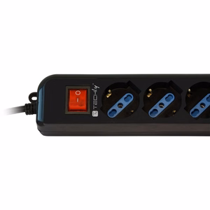 Techly IUPS-PCP-6V – ilgintuvas su 6 lizdais ir VDE kištuku, juodas