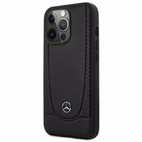 Mercedes MEHCP15XARMBK iPhone 15 Pro Max 6.7" juodas kietas odinis dėklas telefonui Urban