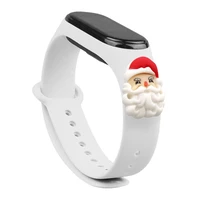 Dirželis Xmas Xiaomi Mi Band 3 / 4 Kalėdinis silikoninis dirželis apyrankė su Kalėdų Seneliu - balta