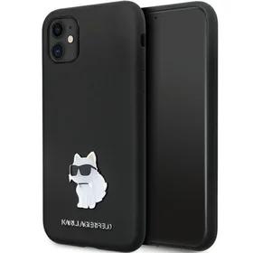 Karl Lagerfeld KLHCN61SMHCNPK dėklas telefonui iPhone 11 / Xr - juodas silikoninis C metalinis kaištis