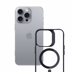 3mk Satino šarvuotas Magnetinis dėklas su MagSafe iPhone 16 Pro Max - skaidrus su juodu rėmeliu