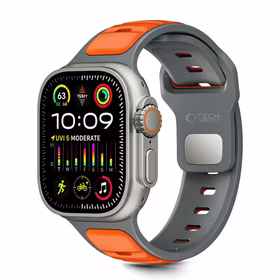 TECH-PROTECT ICONBAND LINE APPLE WATCH 8 / 9 / 10 / 11 / SE / ULTRA (44 / 45 / 46 / 49 MM) pilkas/oranžinis