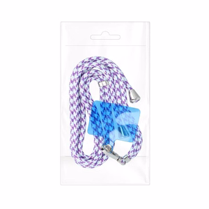 SWING (6mm) telefono dirželis, telefono pakabukas su reguliuojamu ilgiu / virvelės ilgis 165 cm (maks. 82,5 cm kilpoje) / ant peties arba kaklo – baltas–violetinis