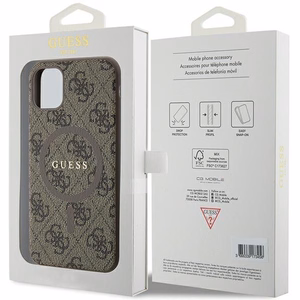 Guess GUHMN61G4GFRW iPhone 11 6.1" / Xr rudas/rudas kietas dėklas 4G kolekcija odinis metalinis logotipas Magnetinis