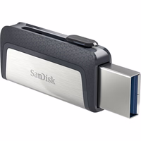Sandisk Ultra Dual Drive USB Type-C USB atmintukas 32 GB USB Type-A / USB Type-C 3.2 Gen 1 (3.1 Gen 1) Juoda, Sidabras