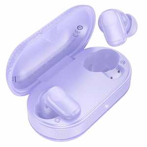 Ultra Clear 1 mm dėklas Słuchawki bezprzewodowe douszne Hoco TWS EQ19 fioletowe, skaidrus