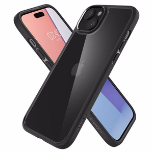 Spigen Crystal Hybrid dėklas telefonui iPhone 15 Plus - skaidrus juodas