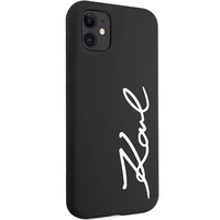 Karl Lagerfeld KLHCN61SKSVGK iPhone 11 / Xr 6.1" juodas kietas dėklas Silikoninis Parašas