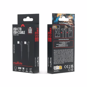 Maxlife MXUC-09 угловой кабель USB-C - USB-C 1,0 m 60W черный