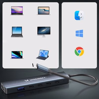 USB-C 6 in 1 Hub Wozinsky WHBC10Y4S daugiafunkcis, aliuminis, su 25 cm laidu - pilkas