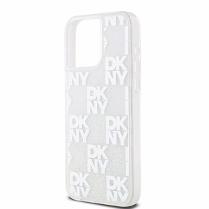 DKNY Skystas blizgučių daugialogotipis dėklas telefonui iPhone 15 Pro Max - balta