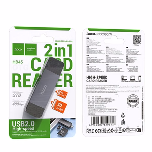 Atminties kortelių skaitytuvas Hoco HB45 USB-C/USB-A 2-in-1 USB2.0 pilkas