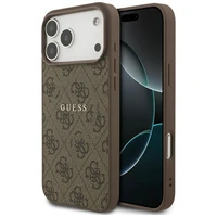 GUESS dėklas telefonui IPHONE 17 Pro Max, suderinamas su MagSafe GUHMP17XG4GFRW (PU 4G Ring Classic Logo) rudas
