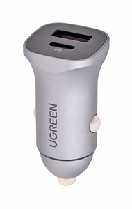 Ugreen USB Type-C / USB 24W Power Delivery Quick Charge automobilio įkroviklis pilkas (30780)