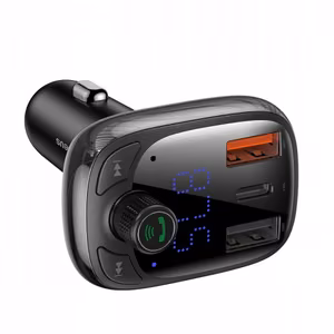 Automobilinis įkroviklis Baseus PPS Quick juodas (įkroviklis / FM siųstuvas / USB / Hands Free)