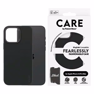 CARE by PanzerGlass Mados dėklas telefonui iPhone 16 Pro Max 6.9" juodas/juodas Magnetinis 1380