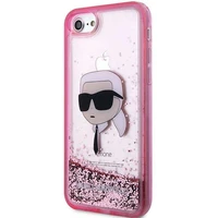 Karl Lagerfeld KLHCI8LNKHCP iPhone 7/8/SE 2020/2022 rožinis/rožinis kietas dėklas Blizgantis Karl Galva