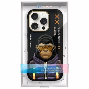 Nimmy Cool&Cute 2.0 Beždžionės dėklas telefonui iPhone 16 Pro - juodas