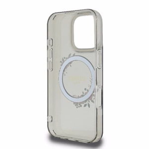 Guess GUHMP16XHFWFCK iPhone 16 Pro Max 6.9" juodas/juodas kietas dėklas IML Flowers Wreath Magnetinis