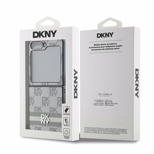 DKNY Checkered Pattern Printed Stripes Dėklas telefonui Samsung Galaxy Z Flip 6 - smėlinas