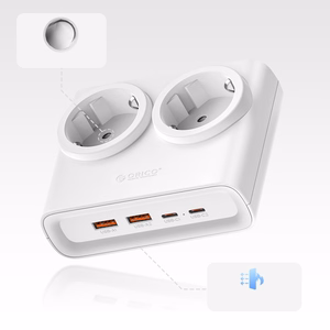 Orico PDC25 25W 6in1 maitinimo blokas 2x AC + 2x USB-A + 2x USB-C - baltas