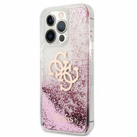 Guess GUHCP13XLG4GPI iPhone 13 Pro Max 6.7" rožinis/rožinis kietas dėklas 4G Didelis Skystas Glitter