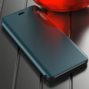 Eco Leather View Case eleganti knygos tipo dėklas su stovu iPhone 13 Pro Max žalias