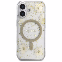 Guess Resin Flowers Glitter MagSafe iPhone 16 dėklas telefonui (m) - smėlinis (m)
