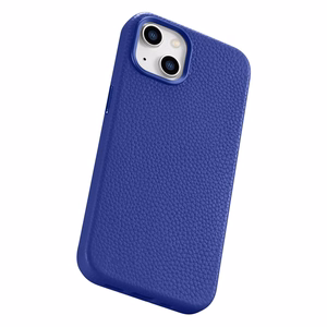 iCarer Litchi Premium odinis dėklas iPhone 14 Plus Magnetinis odinis dėklas su MagSafe Tamsiai mėlynas (WMI14220711-DB)