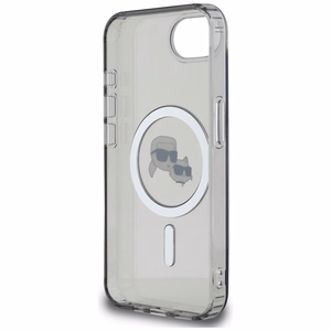 Karl Lagerfeld IML metalinis Karl & Choupette galvų Magnetinis dėklas telefonui iPhone 16e - juodas